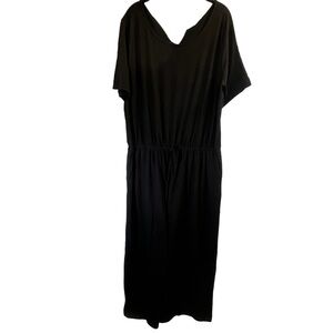 Zenana Women's Jumpsuit 3X Wide Pant Legs Black Short Sleeves Pockets